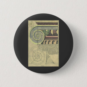 Vintage Architectuur; Hoofdvoluut door Vignola Ronde Button 5,7 Cm