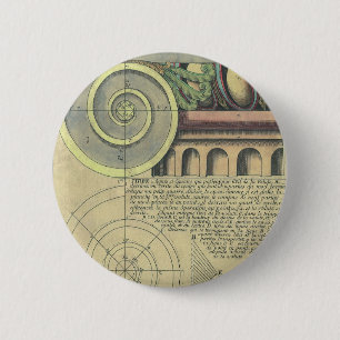 Vintage Architectuur; Hoofdvoluut door Vignola Ronde Button 5,7 Cm
