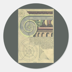 Vintage Architectuur; Hoofdvoluut door Vignola Ronde Sticker