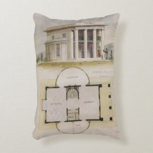Vintage architectuur, plattegrond en Griekse villa Accent Kussen
