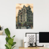 Vintage architectuur Queens Hotel Leicester Square Poster (Thuiskantoor)