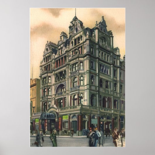 Vintage architectuur Queens Hotel Leicester Square Poster (Voorkant)