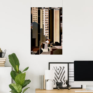 Vintage architectuur, wolkenkrabber van Sheeler, 1 Poster