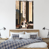 Vintage architectuur, wolkenkrabbers van Sheeler, Canvas Afdruk (Insitu (Slaapkamer))