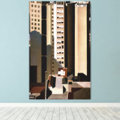 Vintage architectuur, wolkenkrabbers van Sheeler, Canvas Afdruk (Insitu (Houten vloer))