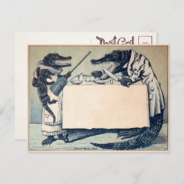 Vintage Arguing Crocodiles Briefkaart
