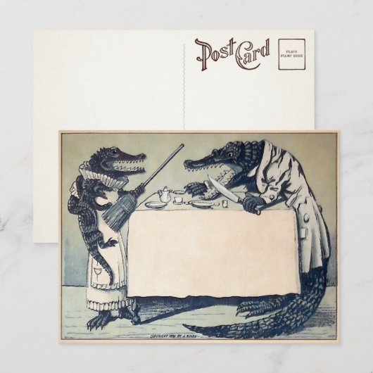 Vintage Arguing Crocodiles Briefkaart (Voorkant / Achterkant)
