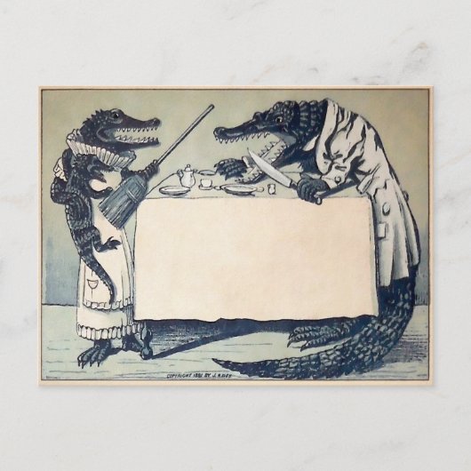 Vintage Arguing Crocodiles Briefkaart (Voorkant)