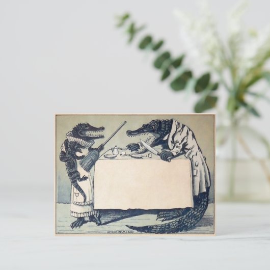 Vintage Arguing Crocodiles Briefkaart (Staand voorkant)