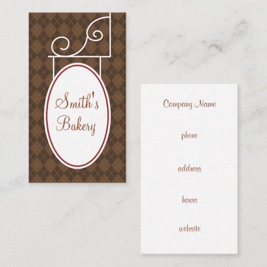 Vintage Argyle Rust Sign Visitekaartje (Voorkant / Achterkant)