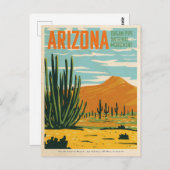 Vintage Arizona Desert Cactus Briefkaart (Voorkant / Achterkant)