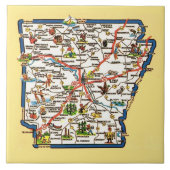Vintage Arkansas Map Ceramic Tile Tegeltje (Voorkant)