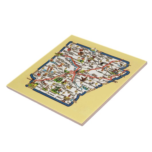 Vintage Arkansas Map Ceramic Tile Tegeltje (Zijkant)