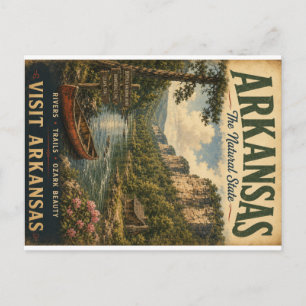 Vintage Arkansas-reisposter met Buffelnatie Feestdagenkaart