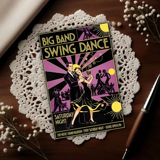 Vintage Art Deco 1940s Swing Dance Briefkaart
