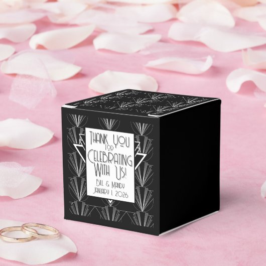 Vintage Art Deco Black and White Geometric  Bedankdoosjes (Huwelijk)