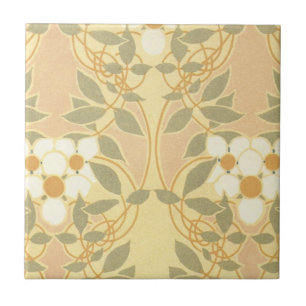 vintage art deco bloempatroon tegeltje