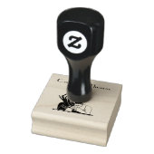 Vintage Art Deco Dame Met Parels Naam Rubberstempel (Stempel)