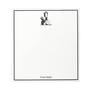 Vintage Art Deco Dame Met Parels Zwart Transp Notitieblok