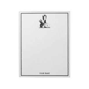 Vintage Art Deco Dame Met Parels Zwart Transp Notitieblok