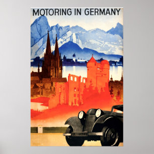Vintage Art Deco Duitsland Reis Toerisme Poster