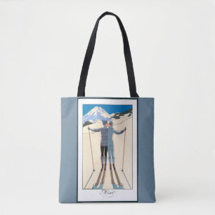 Vintage Art Deco, Geliefden in Sneeuw door George Tote Bag