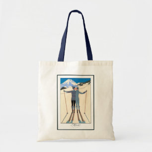 Vintage Art Deco, Geliefden in Sneeuw door George Tote Bag