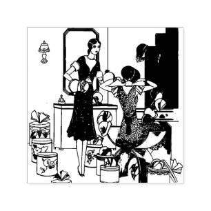 Vintage Art Deco hoedenwinkel illustratie uit de j Zelfinktende Stempel