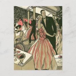 Vintage Art Deco-huwelijk, pasgehuwden eerste dans Aankondigingskaart