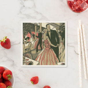 Vintage Art Deco-huwelijk, pasgetrouwden eerste da Servet