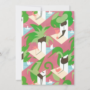 Vintage Art Deco Jazz Pochoir Palmbomen en Vogels