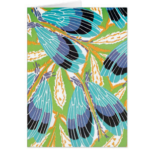 Vintage Art Deco Jazz Pochoir Tuin Insecten Bugs