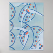 Vintage Art Deco Jazz Pochoir Vogels Dierenpatroon Poster (Voorkant)