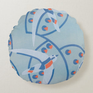 Vintage Art Deco Jazz Pochoir Vogels Dierenpatroon Rond Kussen