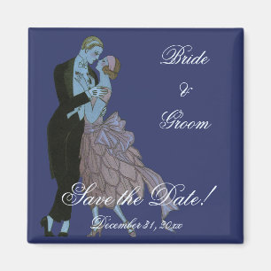 Vintage Art Deco Jonggehuwden, Verliefde Huwelijks Magneet