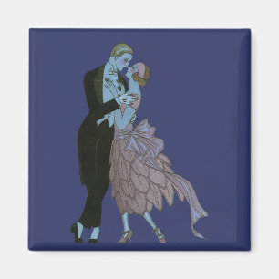 Vintage Art Deco Jonggehuwden, Verliefde Huwelijks Magneet