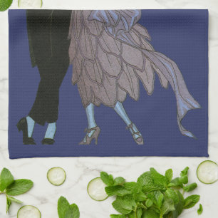 Vintage Art Deco Jonggehuwden, Verliefde Huwelijks Theedoek