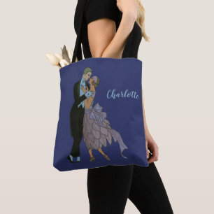 Vintage Art Deco Jonggehuwden, Verliefde Huwelijks Tote Bag
