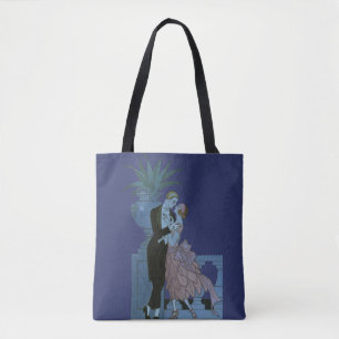 Vintage Art Deco Jonggehuwden, Verliefde Huwelijks Tote Bag