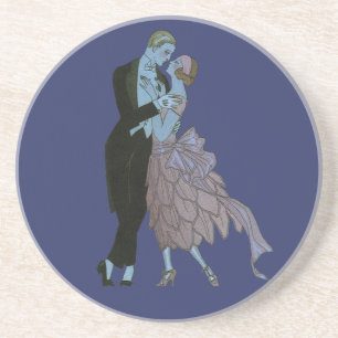 Vintage Art Deco Jonggehuwden, Verliefde Huwelijks Zandsteen Onderzetter