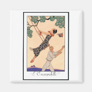 Vintage Art Deco Liefde, De Schommel door George B Magneet