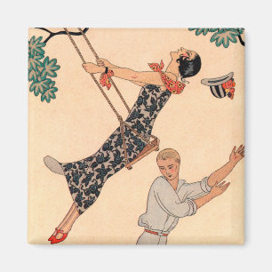Vintage Art Deco Liefde, De Schommel door George B Magneet