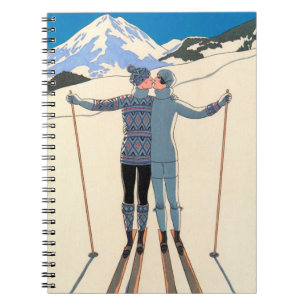 Vintage Art Deco, Liefhebbers in Sneeuw door Georg Notitieboek