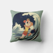 Vintage Art Deco Liefhebbers Kussen in de Golven b (Achterkant)