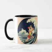 Vintage Art Deco Liefhebbers Kussen in de Golven b Mok (Links)