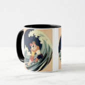 Vintage Art Deco Liefhebbers Kussen in de Golven b Mok (Voorkant links)