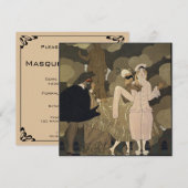 Vintage Art Deco Maskerade Kostuumfeest Kaart (Voorkant / Achterkant)