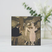 Vintage Art Deco Maskerade Kostuumfeest Kaart (Staand voorkant)
