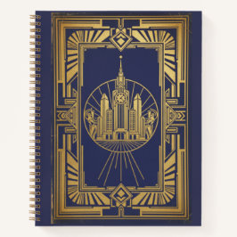 Vintage Art Deco Metropolis Skyline Archival Notitieboek