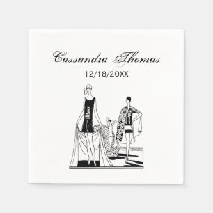 Vintage Art Deco mode dames op het strand Servetten